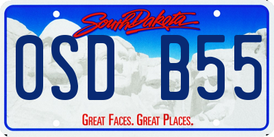 SD license plate 0SDB55