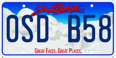 SD license plate 0SDB58