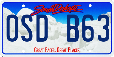 SD license plate 0SDB63