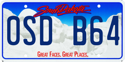 SD license plate 0SDB64
