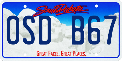 SD license plate 0SDB67