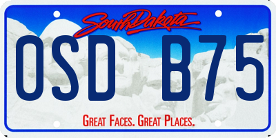 SD license plate 0SDB75