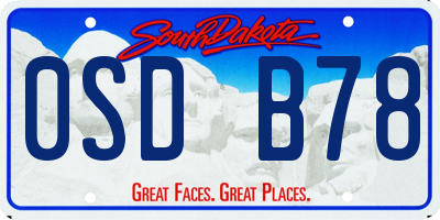 SD license plate 0SDB78