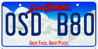 SD license plate 0SDB80