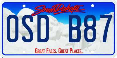 SD license plate 0SDB87