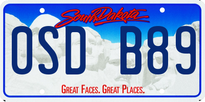 SD license plate 0SDB89