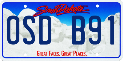 SD license plate 0SDB91