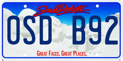 SD license plate 0SDB92