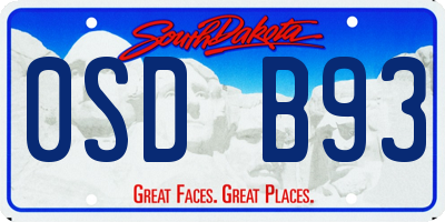 SD license plate 0SDB93