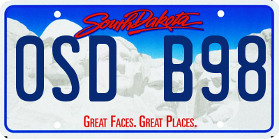 SD license plate 0SDB98