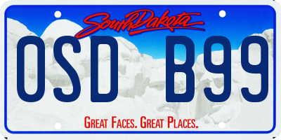 SD license plate 0SDB99