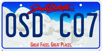 SD license plate 0SDC07