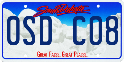 SD license plate 0SDC08