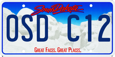 SD license plate 0SDC12