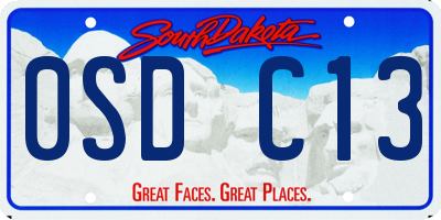 SD license plate 0SDC13