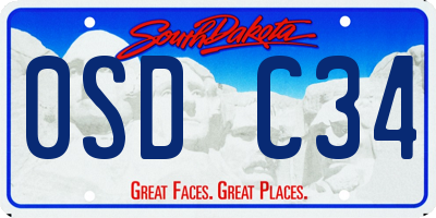 SD license plate 0SDC34