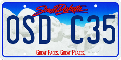 SD license plate 0SDC35