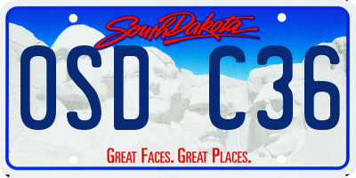 SD license plate 0SDC36