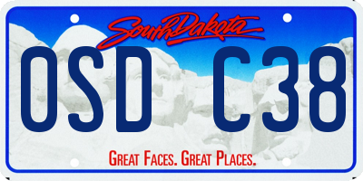 SD license plate 0SDC38