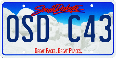SD license plate 0SDC43
