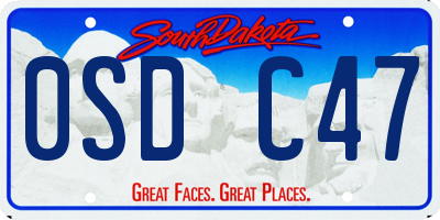 SD license plate 0SDC47