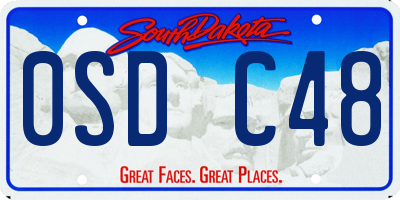 SD license plate 0SDC48