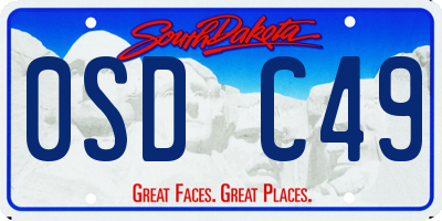 SD license plate 0SDC49