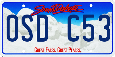 SD license plate 0SDC53