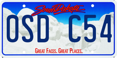 SD license plate 0SDC54