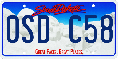 SD license plate 0SDC58