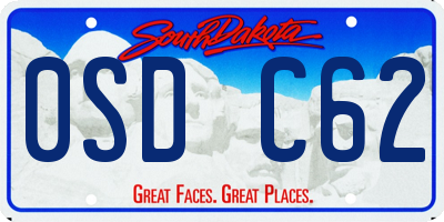 SD license plate 0SDC62