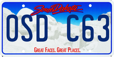 SD license plate 0SDC63