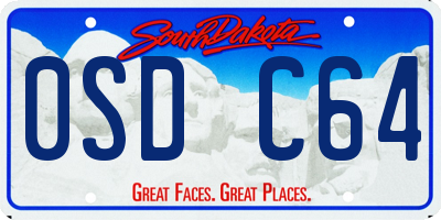 SD license plate 0SDC64