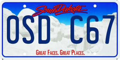 SD license plate 0SDC67