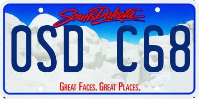 SD license plate 0SDC68