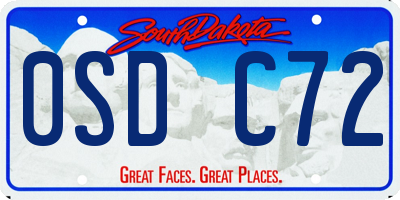 SD license plate 0SDC72