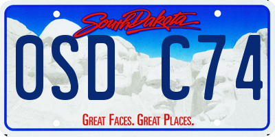 SD license plate 0SDC74
