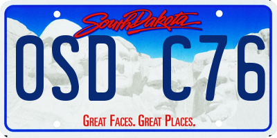 SD license plate 0SDC76