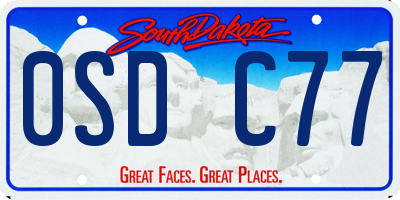SD license plate 0SDC77