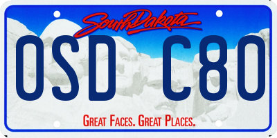 SD license plate 0SDC80