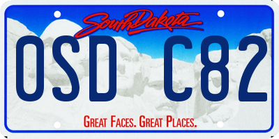 SD license plate 0SDC82