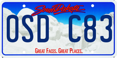SD license plate 0SDC83