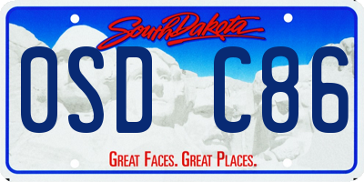 SD license plate 0SDC86