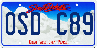 SD license plate 0SDC89