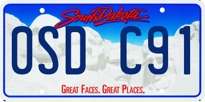 SD license plate 0SDC91