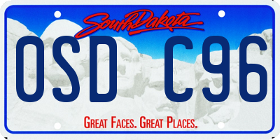 SD license plate 0SDC96