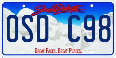 SD license plate 0SDC98