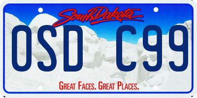 SD license plate 0SDC99