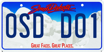 SD license plate 0SDD01