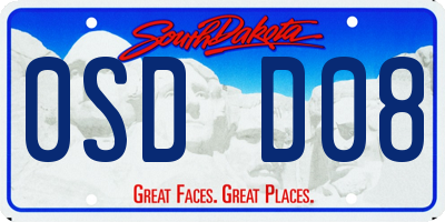 SD license plate 0SDD08
